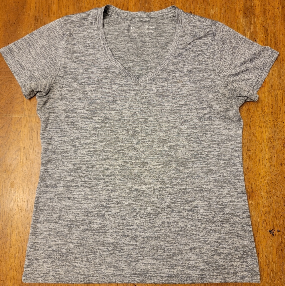 Women's Grey Under Armour V-Neck Athletic Shirt - Size Medium